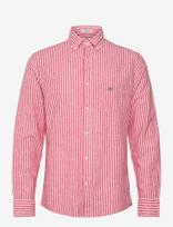 Gant - Reg Cotton Linen Stripe Shirt - Lininiai marškiniai - Raudona
