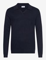 Lindbergh - Ecovero L/S V-Neck Polo - V formos iškirptės megztinis - Tamsiai mėlyna