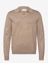 Lindbergh - Ecovero L/S V-Neck Polo - V formos iškirptės megztinis - Smėlio