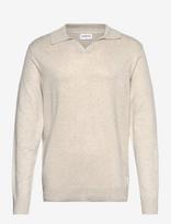 Lindbergh - Ecovero L/S V-Neck Polo - V formos iškirptės megztinis - Smėlio