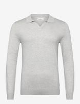 Lindbergh - Ecovero L/S V-Neck Polo - V formos iškirptės megztinis - Pilka