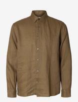 Selected - Slhregkylian Linen Ls Shirt - Lininiai marškiniai - Chaki spalva