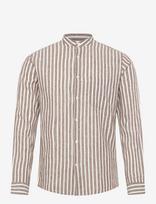 Lindbergh - Wide Striped Cotton/Linen Shirt L/S - Lininiai marškiniai - Marga / raštuota
