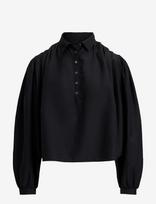 Polo Ralph Lauren - Ctn Silk Pw-Wvn-Shirt - Marškinėliai ilgomis rankovėmis - Juoda