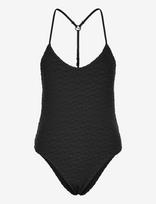NIKE SWIM - Nike Swoosh Terry Towelling V Neck One Piece - Sportinis maudymosi kostiumėlis - Juoda