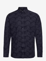 Clean Cut Copenhagen - Malvin Jaquard Shirt - Raštuoti marškiniai - Tamsiai mėlyna