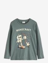 Lindex - Minecraft Topp - Ilgarankoviai marškinėliai - Žalia