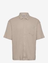 Weekday - Knitted Short-Sleeved Button-Up Shirt - Marškiniai trumpomis rankovėmis - Smėlio