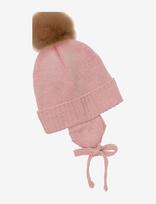 Huttelihut - Bonnet Wool Knit Alpaca Pompom - Kepurė - Rožinė