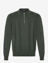 Fred Perry - Tonal Stripe Knitted Shirt - Polo marškinėliai ilgomis rankovėmis - Žalia