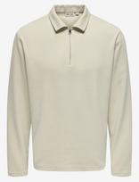 ONLY & SONS - Onsnewkodyl Reg Half Zip Polo Sweat Vd - Marškinėliai ilgomis rankovėmis - Kreminė spalva