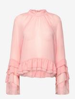 Lindex - Rent Bluse Med Volanger - Marškinėliai ilgomis rankovėmis - Rožinė