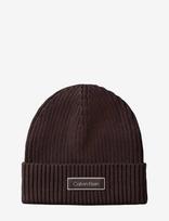Calvin Klein - Patch Chunky Rib Cotton Beanie - Kepurė - Ruda