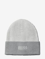 Calvin Klein - Patch Wool Chunky Rib Beanie - Kepurė - Pilka