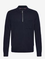 Tommy Hilfiger - Lambswool Zip Polo - Marškinėliai ilgomis rankovėmis - Tamsiai mėlyna