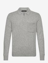 Tommy Hilfiger - Lambswool Zip Polo - Marškinėliai ilgomis rankovėmis - Pilka