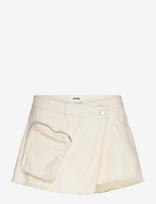 Monki - Asymmetric Cotton Twill Wrap Skort - Trumpas sijonas - Balta