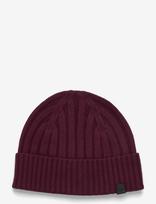 Lauren Ralph Lauren - Leather-Trim Rib-Knit Beanie - Kepurė - Burgundiška splava