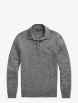 Polo Ralph Lauren - Washable Wool Polo-Collar Sweater - Polo marškinėliai ilgomis rankovėmis - Pilka