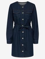 ONLY - Onlminnie No Collar Belt Denm Dress - Trumpa suknelė - Tamsiai mėlyna