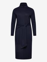 Lauren Women - Tie-Front Turtleneck Dress - Iki kelių ir midi suknelės - Tamsiai mėlyna