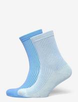 Organic Basics - Core Rib Contrast Socks 2-Pack - Įprastos kojinės - Mėlyna