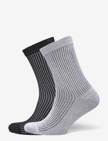 Organic Basics - Core Rib Contrast Socks 2-Pack - Įprastos kojinės - Pilka