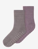 Name It - Nmfwak Wo/Bl 2P Sock W/Non Skid - Neslystančios kojinės - Pilka