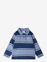 Hummel - Hmlmini Loose Stripe Polo Shirt - Ilgarankoviai polo marškinėliai - Tamsiai mėlyna