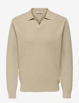 ONLY & SONS - Onsphil Reg 12 Struc Split Neck Knit - V formos iškirptės megztinis - Smėlio