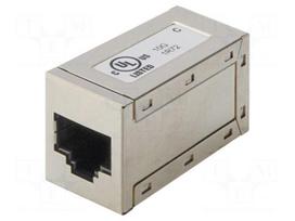 RJ 45 coupler | RJ45 socket,both sides | connection 1: 1 | silver