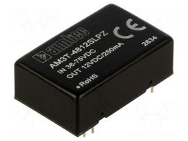Converter: DC/DC | 3W | Uin: 36÷75VDC | Uout: 12VDC | Iout: 250mA | DIP24