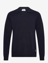 Lindbergh - Lambswool L/S V-Neck Polo - Polo marškinėliai ilgomis rankovėmis - Tamsiai mėlyna