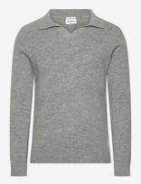 Lindbergh - Lambswool L/S V-Neck Polo - Polo marškinėliai ilgomis rankovėmis - Pilka