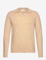 Lindbergh - Lambswool L/S V-Neck Polo - Polo marškinėliai ilgomis rankovėmis - Smėlio