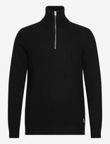 Lindbergh - Lambswool Half Zip Knit Oversize Collar - Megztinis su užtrauktuku - Juoda