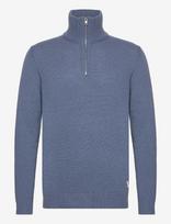 Lindbergh - Lambswool Half Zip Knit Oversize Collar - Megztinis su užtrauktuku - Mėlyna