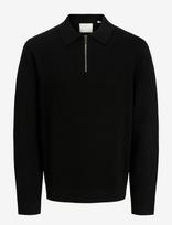 Jack & Jones - Jjmilano Stitch Knit Zip Polo Sn - Megztinis su užtrauktuku - Juoda