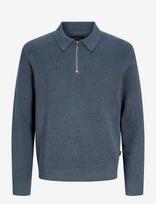 Jack & Jones - Jjmilano Stitch Knit Zip Polo Sn - Megztinis su užtrauktuku - Mėlyna