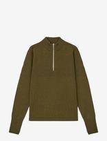 Mads Nørgaard - Wool Klemens Half Zip Knit - Megztinis su užtrauktuku - Chaki spalva