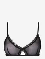 Understatement Underwear - Mesh Lace Trim Triangle Bralette - Liemenėlė - Juoda