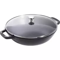 Staub cast iron wok with lid - 30 cm, Black