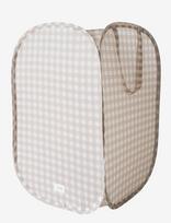 3 Sprouts - 3 Sprouts Pop-Up Laundry Hamper, Gingham Beige - Sandėliavimo dėžė - Smėlio