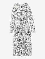 Calvin Klein - Ls Ruched Assym Printed Midi Dre - Iki kelių ir midi suknelės - Balta