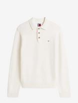 Tommy Jeans - Tjm Slim Essential Polo Swtr Ext - Polo marškinėliai ilgomis rankovėmis - Balta