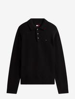 Tommy Jeans - Tjm Slim Essential Polo Swtr Ext - Polo marškinėliai ilgomis rankovėmis - Juoda