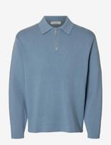Selected - Slmteller Fn Half Zip Polo Noos - Polo marškinėliai ilgomis rankovėmis - Mėlyna