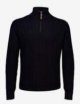 Lindbergh - 1/2 Zip Cable Knit - Megztinis su užtrauktuku - Juoda