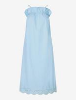 STINE GOYA - Light Cotton, Scalloped Strap Midi Dress - Iki kelių ir midi suknelės - Mėlyna