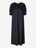 STINE GOYA - Solid Viscose, Puff Sleeve Detail Long Dress - Ilga suknelė - Tamsiai mėlyna